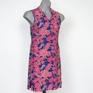 Lulu B Sleeveless Floral Golf Dress Pink Blue Resort Stretch Shift Size M